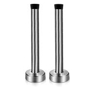 Butée de porte extra longue de 15,2 cm à fixation murale avec embout en caoutchouc amortisseur sonore, protection murale, nickel brossé, acier inoxydable, argent