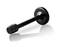 Butée de porte extra longue de 15,2 cm, en acier inoxydable brossé, support mural moderne et rigide, protection de porte en métal noir long avec pare-chocs en caoutchouc souple