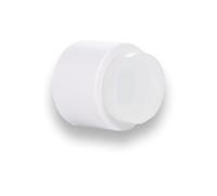 Butée de porte murale adhésive Ø 28x28 mm Caoutchouc Blanc Acier Inoxydable Laqué Blanc Avec Bouchon + Vis EVI Herrajes Mod. I-198/28-TPM-BBL
