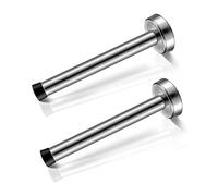 Butée de porte solide rigide en acier inoxydable brossé moderne robuste avec embout en caoutchouc muet - Fixation murale - Pour la maison et le bureau LONG 1 paquet de 15,2 cm.