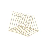 Butées de book Support de livre triangulaire Ins en ferronnerie | Petite bibliothèque de bureau, décoration de bureau, support de livre créatif(Nine Grid Golden)
