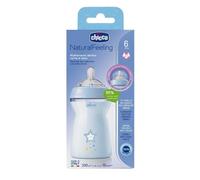 Chicco Biberon Natural Feeling Anti-colique 6M+ 330 ml Tétine en silicone Flux rapide Bleu
