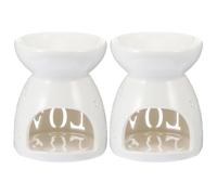 BUTIFULSIC 2pcs Lampe Aromathérapie en Céramique Blanche, Diffuseur D'huile Essentielle Multifonction pour Décoration de Bureau et Étude