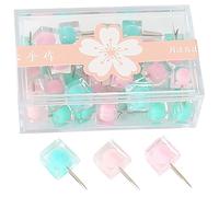 BUTIFULSIC 40 Punaises Murales à Tête Carrée en Plastique Couleur Bonbon, Accessoires pour Affiche, Faciles à Ranger, pour Tiroir de Bureau et Mur Photo