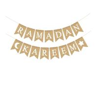BUTIFULSIC Bannière Suspendue Ramadan Musulman en Tissu Lin Motifs Lune et Étoiles Décoration Festive pour Maison et Fêtes du Ramadan Kit 1 Ensemble pour Célébration Aïd Moubarak