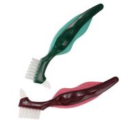 BUTIFULSIC Brosses à Dents Double Tête en Nylon et Pp Lot de 2 Nettoyage des Tenaces pour Prothèses Dentaires pour Usage Quotidien et Voyage