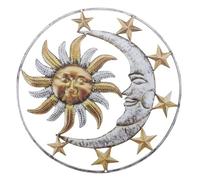 BUTIFULSIC Décoration Murale Résistant sans Déformation ni Décoloration Soleil et Lune en Fer Forgé Jaune Pendentif de Couloir de Jardin pour Mur de Piscine ou Clôture