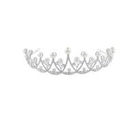 BUTIFULSIC Diadème de Mariage en Alliage de Zinc Perles et Cristaux, Texture Dure, Couronne Argentée Élégante pour Engagements et Soirées de Gala