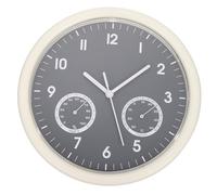 BUTIFULSIC Horloge Murale Silencieuse avec Thermomètre et Hygromètre Cadran Simple Blanc et Gris Design Pratique pour Maison Bureau Garage sans Pile