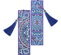 BUTIFULSIC Kit de 2 Marque-pages DIY Peinture Diamant Bleu en Pu Motifs Délicats pour Loisirs Créatifs, Effet Décoratif Fort et Utilisation Pratique