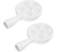 BUTIFULSIC Lot de 2 Plats à Escargots en Céramique Blanche Poignées, Résistance la Chaleur, Compartiments Multiples, pour Cuisson et Service Fruits de Mer à Domicile