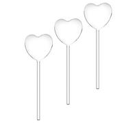 BUTIFULSIC Lot de 3 Piquets D'arrosage Automatique en Verre Transparent de Cœur pour Bonsaïs et Pots de Fleurs, Auto-Irrigation pour Voyages d'affaires