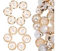 BUTIFULSIC Lot de 50 Boutons Nacrés Décoratifs Vintage pour Couture, Petits Boutons Ronds en Plastique Perlés, Assortiment 15-29 Mm, Accessoires pour Vêtements, Robes de Mariée et Manteaux