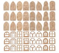 BUTIFULSIC Mini Portes en Bois Faciles à Peindre Non Peintes Lot de 64 Double Face pour Maison de Fée Décorations pour DIY et Micro-paysages Féeriques