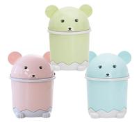 BUTIFULSIC Mini Poubelle de Bureau et Éviter Odeurs en Abs Couvercle, Lot de 3 Pièces, Style Dessin Animé Mignon, pour Ranger Petits Objets ou Toilette