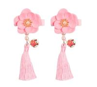 BUTIFULSIC Paire de Pinces à Cheveux Fille Fleurs, Clochettes et Pampilles, Faciles à Utiliser, en Feutre et Abs, Accessoires Cheveux Chinois pour Coiffure Garçon et Filles