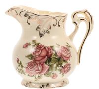 BUTIFULSIC Petit Récipient à Lait en Céramique 250ml Poignée Confortable, Pichet à Sirop de Café de Style Européen, Design Vintage et Impression Dorée pour Usage Pratique