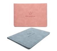 BUTIFULSIC Pochette 2 Pièces pour Certificat de Naissance Bébé en Cuir Artificiel Résistant et Portable, Motifs Cartoon Pratique pour Conserver Certificats Paquet