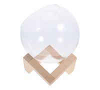 BUTIFULSIC Terrarium Haut en Verre avec Support en Bois, Vase à Plantes Micro-Paysage Rond Rétro, pour Plantes, Jardin et Photos, Protection du Verre, Vue Claire Croissance