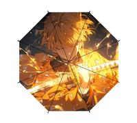 BUTKUS Demon Slayer Agatsuma Zenitsu parapluie ouvert pliant imperméable à la pluie ou au soleil coupe vent imperméable à l'eau anti UV, Pour les femmes hommes adolescents