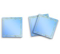 Butler in the Home Lot de 12 blocs de notes adhésives de 7,6 x 7,6 cm, 50 feuilles au pouce carré par bloc, bordure à paillettes bleu clair et doré, jolis blocs-notes amusants, papeterie, journal, planificateur, papier