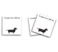Butler in the Home Lot de 3 notes adhésives 7,6 x 7,6 cm 50 feuilles par bloc, teckel noir, « It's Going to Be A Long Day » - Bloc-notes amusants et mignons - Papeterie - Journal - Planificateur