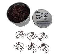 Butler in the Home Trombones en forme de paresseux parfaits pour les collectionneurs de trombones ou les cadeaux de bureau - Livrés dans une boîte ronde avec couvercle et boîte cadeau - Marron