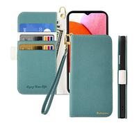 Butnyeoe Coque pour Samsung Galaxy A14 4G/5G Rabat,Housse Samsung A14 Clapet,Portefeuille Etui avec Fonction Support et Porte-Carte,Litchi Texturé Cuir/Antichoc Flip Cover Case.Bleu Vert