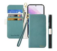 Butnyeoe Coque pour Samsung Galaxy S21 5G Rabat,Housse Samsung S21 5G Clapet,Portefeuille Etui avec Fonction Support et Porte-Carte,Litchi Texturé Cuir/Antichoc Flip Cover Case.Bleu Vert