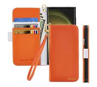 Butnyeoe Coque pour Samsung Galaxy S25 Ultra Rabat,Housse Samsung S25 Ultra Clapet,Portefeuille Etui avec Fonction Support et Porte-Carte,Litchi Texturé Cuir/Antichoc Flip Cover Case.Orange