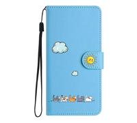 Butnyeoe Etui Coque pour Huawei P30 Rabat, Pochette Huawei P30 avec Clapet, Protection Housse en Cuir PU Portefeuille, Chat Folio Cover Case avec Porte Carte Magnétique, Bleu