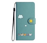 Butnyeoe Etui Coque pour Xiaomi 12T 5G Rabat, Pochette 12T Pro 5G avec Clapet, Protection Housse en Cuir PU Portefeuille, Chat Folio Cover Case avec Porte Carte Magnétique, Vert