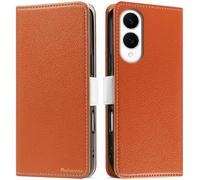 Butnyeoe Funda Samsung Galaxy S25 Edge Libro,Carcasa Samsung Galaxy S25 Edge Plegable Cartera,PU Cuero Flip Cover Case Con Ranuras Para Tarjetas Soporte Plegable y Cierre Magnético,Naranja