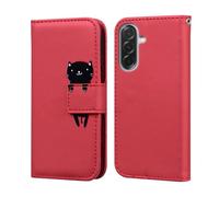 Butnyeoe pour Coque Samsung Galaxy A36/A56/A37 Clapet, Etui Samsung A56 5G avec Rabat Animé Panda Portefeuille en Cuir PU, Housse Samsung A37 5G avec Porte Carte et Fonction Support,Rouge