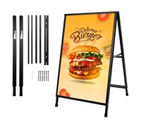 Butoir client DIN A1 - Support d'affichage en fer double face - Pliable et stable des deux côtés - Cadre en A - Support pour publicité, foires et trottoirs (A1 60 x 90 cm, noir)