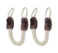 Relaxdays Butoir de Porte, Anti-pincement, Lot de 2, poignées, sécurité bébés et Animaux, Corde, 60 cm, Beige/Marron