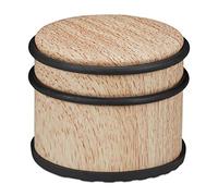 Butoir de porte, lot de 2, lourdes portes & fenêtres, en acier inox & caoutchouc, aspect boisé, ∅ 9,5 cm, marron clair