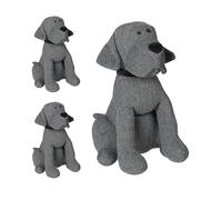 Butoir pour porte chien, lot de 3, tampon pratique et décoratif, se tient droit, rempli, intérieur, 33 cm, gris
