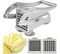 BUTORY Coupe-frites en acier inoxydable avec 2 inserts de coupe - Avec pied en caoutchouc antidérapant - Pour fruits, légumes - Passe au lave-vaisselle