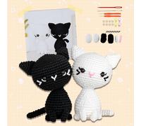 BUTORY Kit de Crochet Débutants Crochet Kit Pour Crocheter Des Animaux Debutant Complet Avec Une Analyse Vidéo étape Par étape (chat noir et blanc)