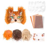 BUTORY Lot de 13 masques de chat vides à faire soi-même avec autocollants, bandes de fourrure, masque en papier pour Halloween, Pâques, fête cosplay (orange, autocollant renard)