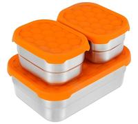 BUTORY Lot de 3 récipients à collation en acier inoxydable - 230 ml et 720 ml - Anti-fuite - Avec couvercle en silicone - Réutilisables - Petits récipients de conservation des aliments - Portables