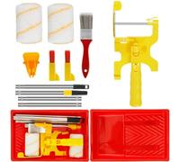BUTORY Lot de 8 rouleaux de peinture avec tige télescopique, étrier, rouleau de peinture, étrier, brosse de rouleau, tige d'extension, bac à peinture, avec bac à peinture pour mur et peinture de