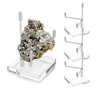 BUTORY Rock Display Lot de 4 supports d'affichage élégants en cristal avec bras métalliques réglables Compact Rock Display Hold multi-surfaces pour armoire de bureau (argenté)
