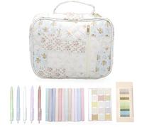 BUTORY Style Floral ou nœud d'arc - Étui avec poignée avec capacité - Bouton de Transport pour Les Voyages en Salle d'études à la bibliothèque (1, décor)