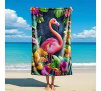 BUTQSZL Serviette de plage à imprimé flamant rose tropical, serviette de plage en microfibre, indispensable pour les vacances, serviette surdimensionnée flamant rose (style 1, 150 cm x 75 cm)