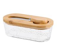 Butter Dish with Lid - 300ml Clear Glass Cheese Storage Box for Refrigerator and Kitchen Countertops | Preserves Freshness for Butter, Cheese, and Fruit | 6.69 X 3.23 Inch