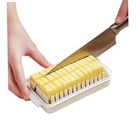 Butter Dish With Lid and Cutting Case Multi Purpose Butter Dishes Dishes with Lids for Cooking Needs Portable Cheese Storage Holder, 16.5x9.5x5 cm (White) dish lid and knife