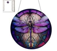 Butter Fly Sun Catcher Window - Stained Glass Window Panel | Acrylic Window Butterfly Sunflower Dragon Fly | Window Hanging Decoration Sun Catcher Decor | Window Hangings with Chain and Hook