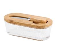 Butter Tray - 300ml Airtight Glass Storage Container | Clear Vintage Square Butter Dish With Lid For Cheese, Butters And Snacks, Food Storage For Refrigerator, Kitchen Countertop, Office, Dorm, Picnic